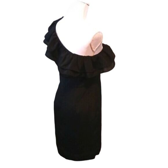 Level Eight Black One Shoulder Ruffled Mini Cocktail Dress Size M - Picture 6 of 12